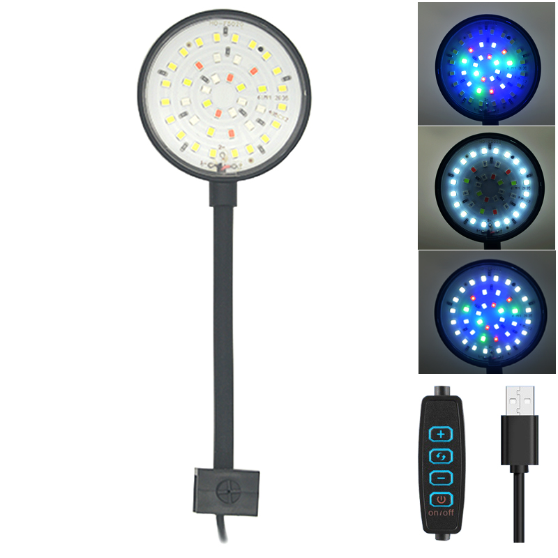 Aquarium Plant Light - USB 水族館 LED ランプ水槽ライト装飾水生植物複数のモード調光可能な明度フルスペクトルミニクリップライト 5V