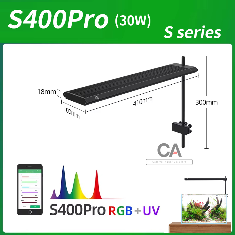 Aquarium Plant Light Spectrum - WEEK AQUA Sシリーズ RGB+UV フルスペクトル自然水槽ライト アプリ制御