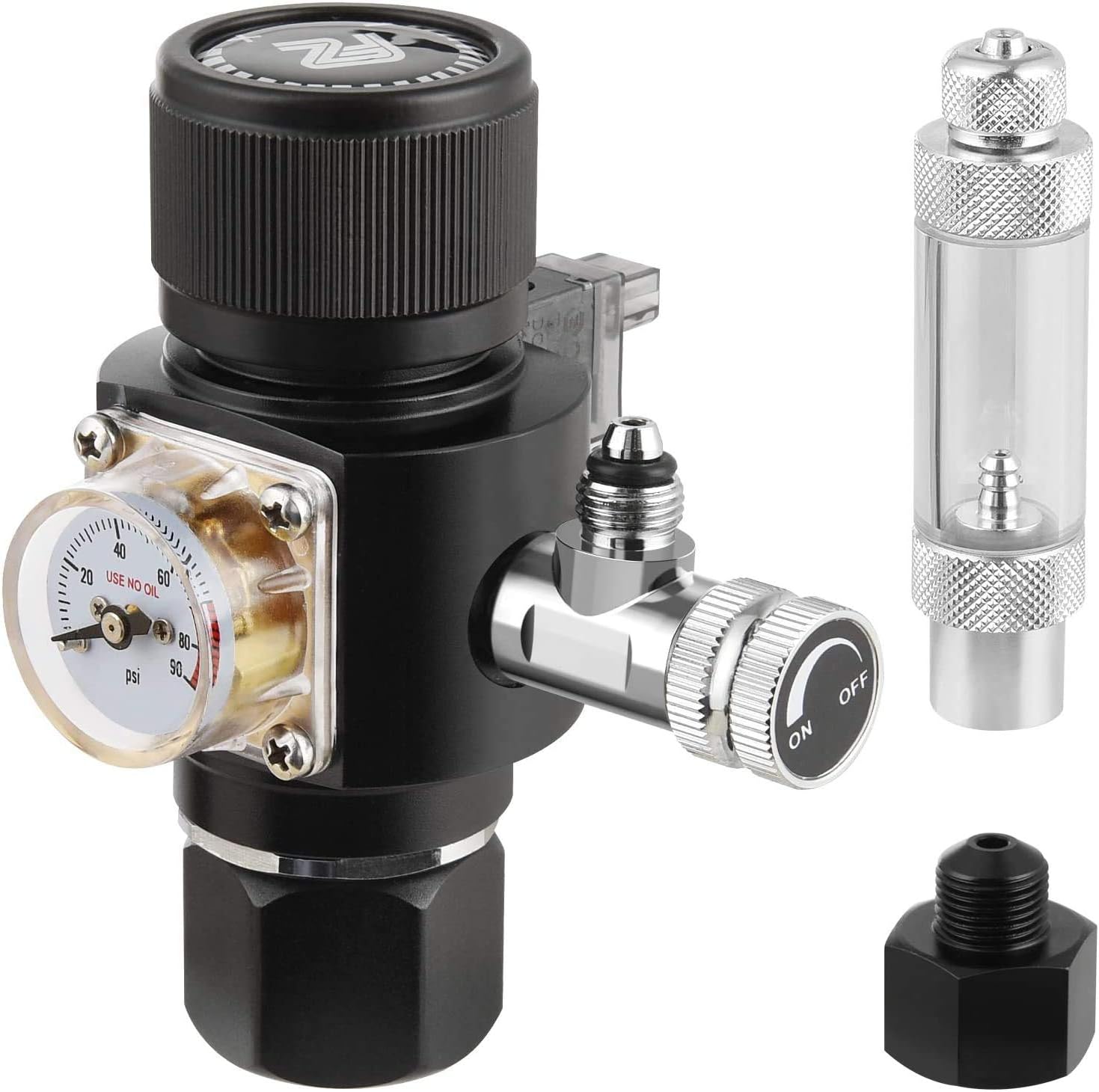 Co2 Regulator Dual Stage - 水槽用CO2レギュレーター ミニシリーズV3.0 デュアルステージ DCソレノイドとバブルカウンターチェックバルブ付き ペイントボールタンク対応