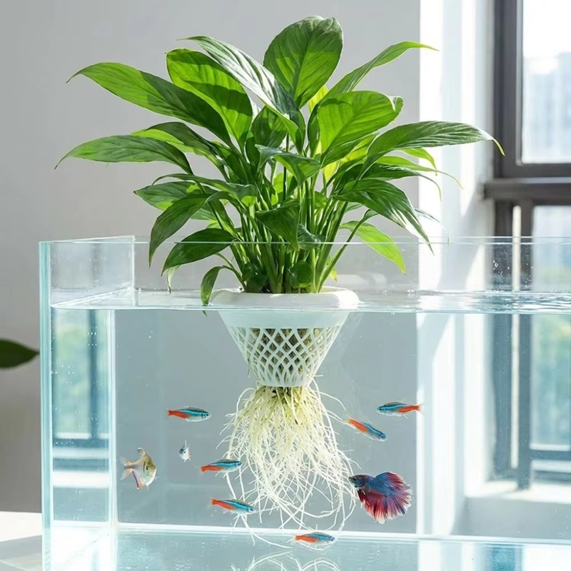 Planted Aquarium Jar - フローティングアクアリウムプラントポット、3D水生植物ホルダー、水槽用ハイドロポニックプランター、水生植物用フローティングポット、魚鉢用フローティングポット