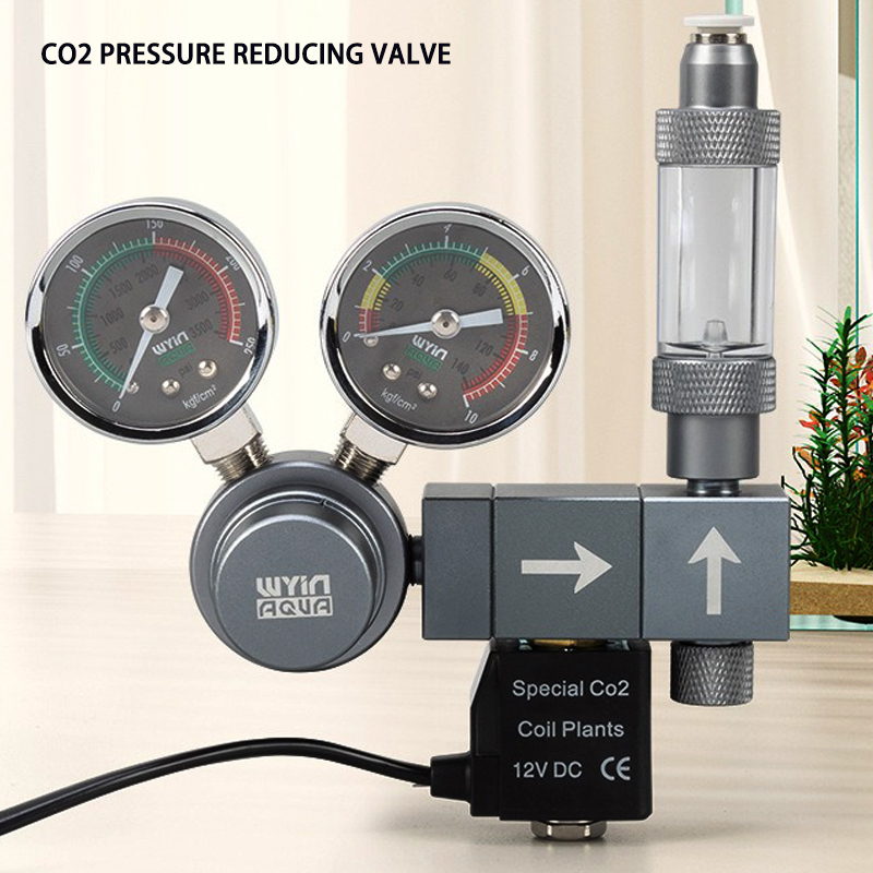 Co2 Regulator Dual Stage - 水槽CO2レギュレーター デュアルメーター ソレノイドバルブ クイックプラグ フォームレコーダー コントロールシステム