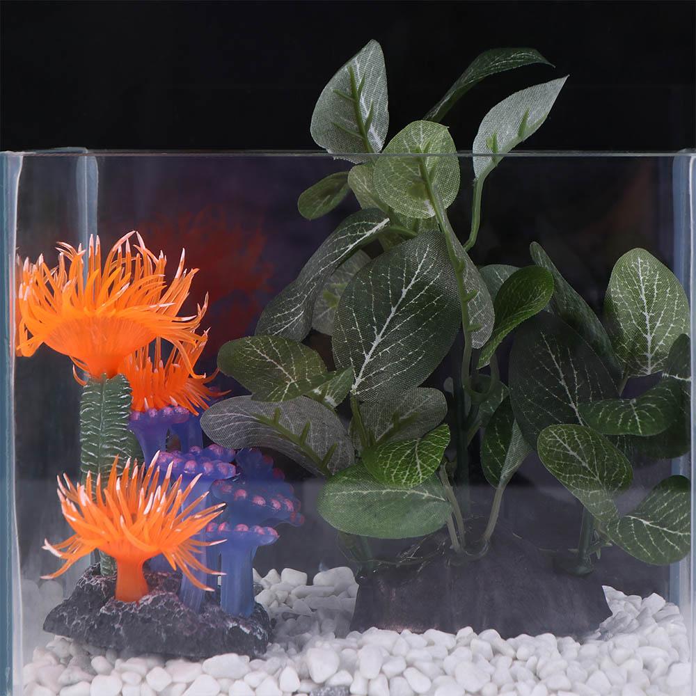 Planted Aquarium Jar - 創造的なシルク製のリアルな人工緑のフェイク植物、フィカスツリー、水槽用植物、カメの鉢飾り