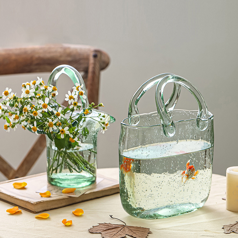 Planted Aquarium Jar - 北欧風卓上ガラス花瓶 ハンドバッグ型 水耕栽培植物用花瓶 魚鉢 水槽 リビングルーム