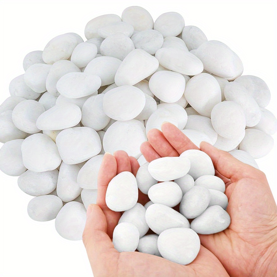 Aquarium Plant Nursery - 200/400g ホワイト高研磨天然玉石 2-3cm 中庭景観装飾石、植物の鉢、水槽用小石 JXB