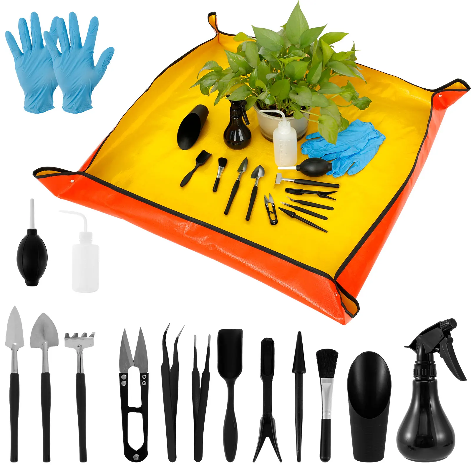 Planted Aquarium Tools - ガーデン多肉植物ツール、植木鉢マット付きミニプランターキット、屋内ミニチュア盆栽、苗ツール、13個、16個