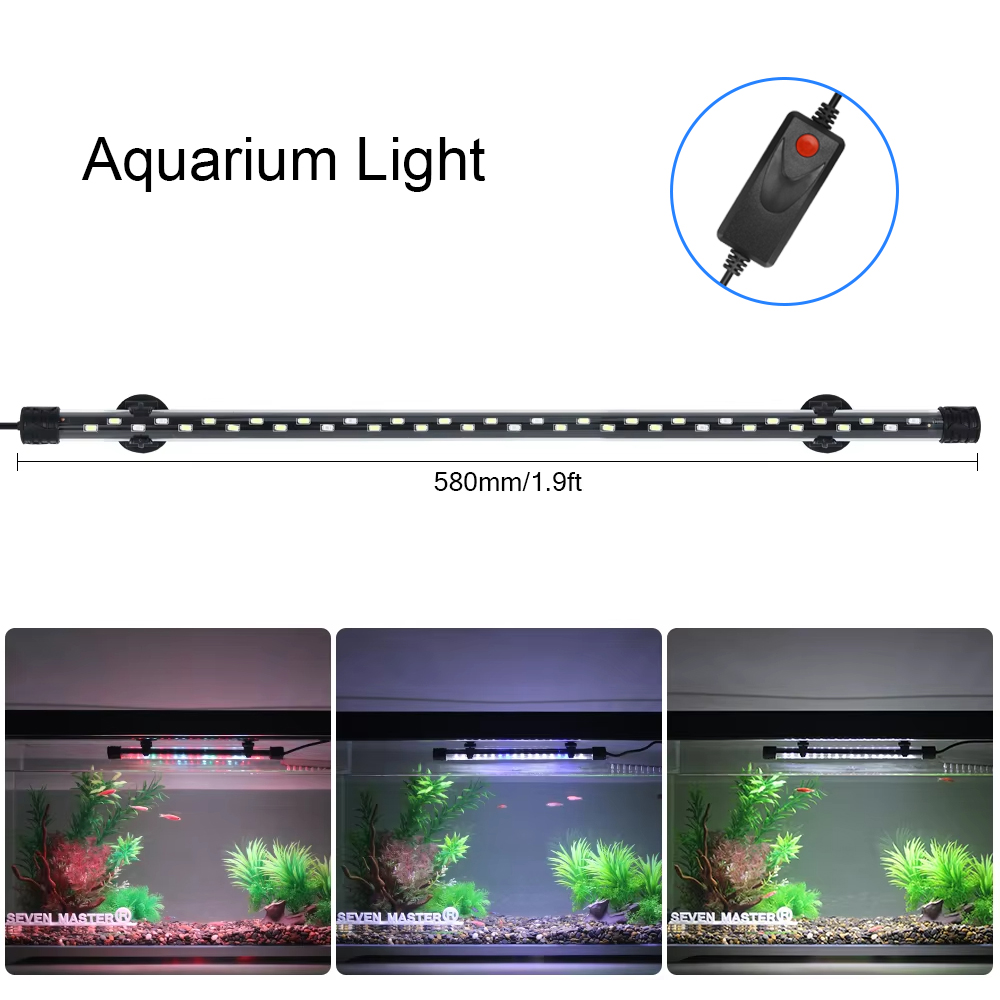 Aquarium Plant Light - 防水LED水族館植物成長ランプ,水槽ライト,水中水族館ライト,装飾照明,90-260v,5730チップ,58cm