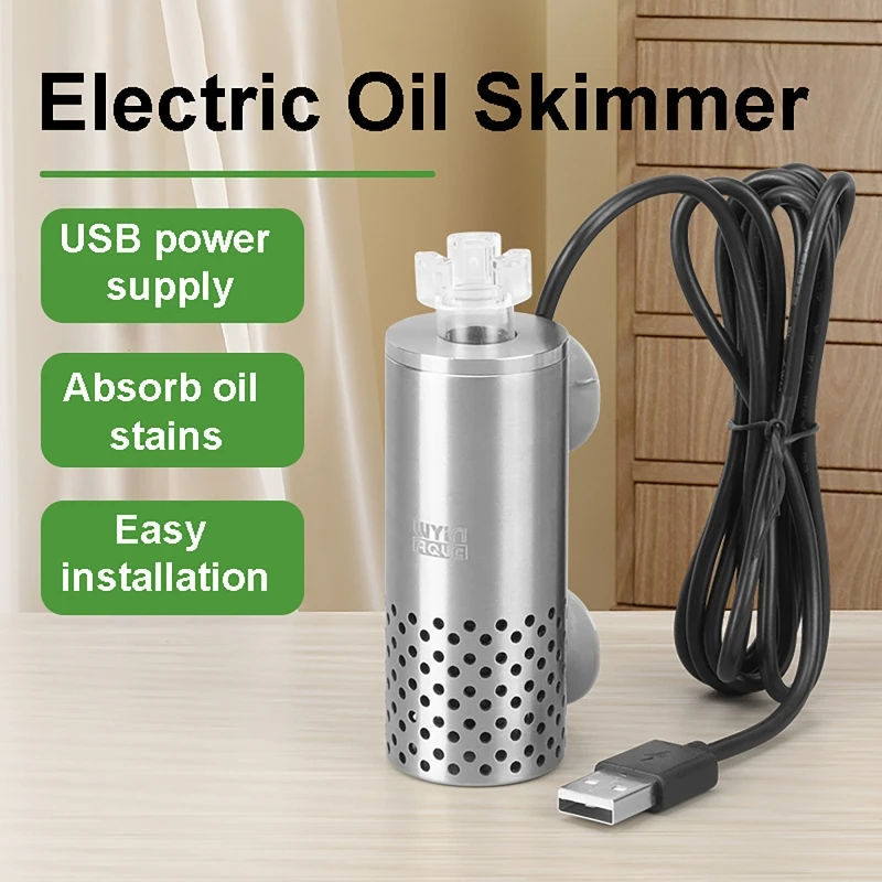 Planted Aquarium Tools - 水槽用電動油膜除去フィルム 魚タンク ステンレス製USBフィルター 自吸式フローティングヘッド油膜処理装置