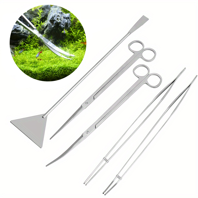 Planted Aquarium Maintenance Kit - 新しい水生植物トリミングツールセットピンセットはさみステンレス鋼クリップスクレーパー藻類ナイフ水槽水景クリーニング