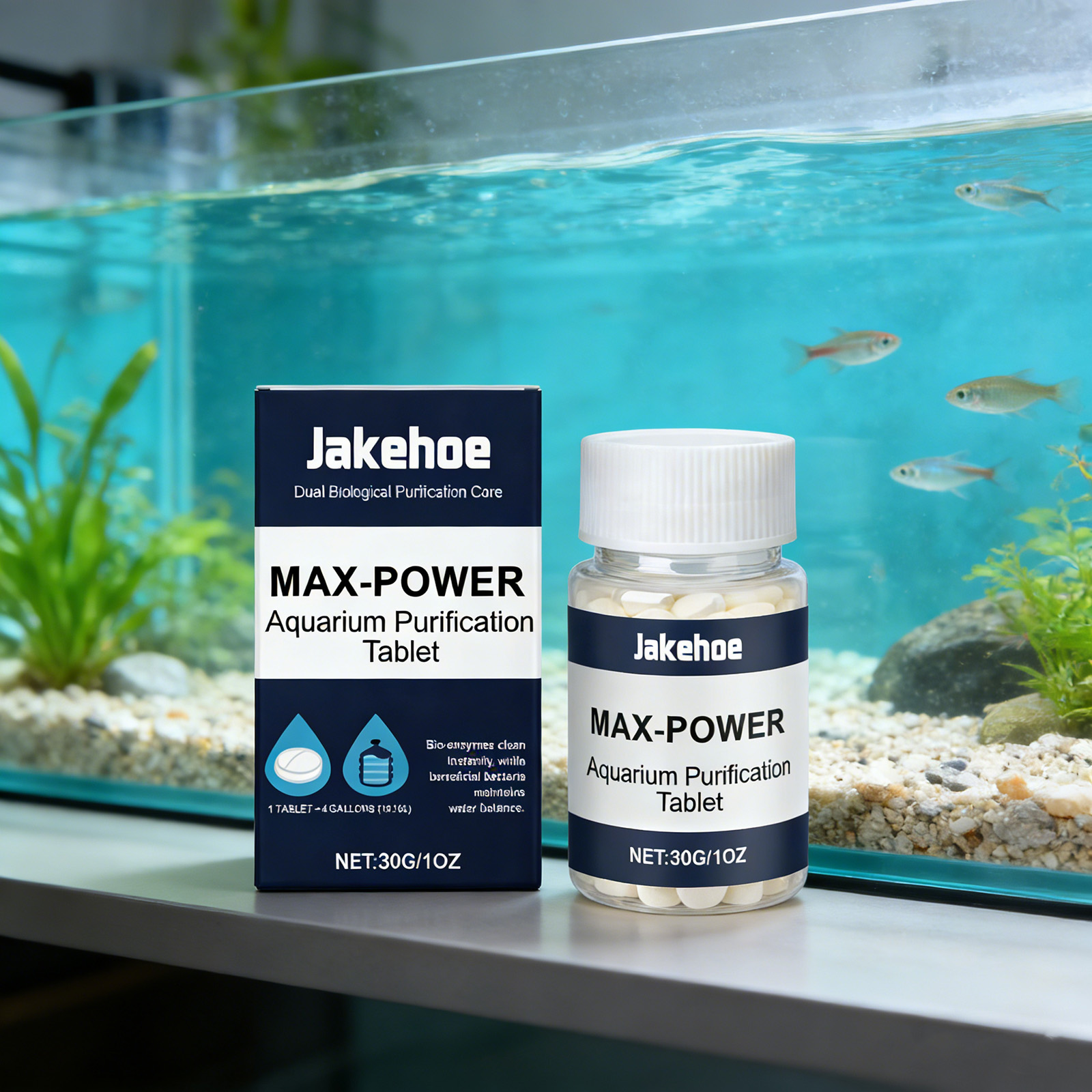 Planted Aquarium Algae Remover - 水槽用藻類除去タブレット、濁った緑色の水をすばやく浄化、藻類の繁殖を抑制、ほとんどの魚や植物に安全、CO2ブースター