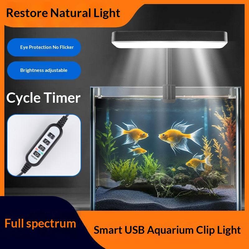 Aquarium Plant Light - フルスペクトルLED水槽ライト 360度調整可能 タイマー付き 水草育成ライト