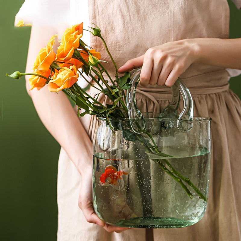 北欧風卓上ガラス花瓶 ハンドバッグ型 水耕栽培植物用花瓶 魚 - Planted Aquarium Jar のレビューと価格