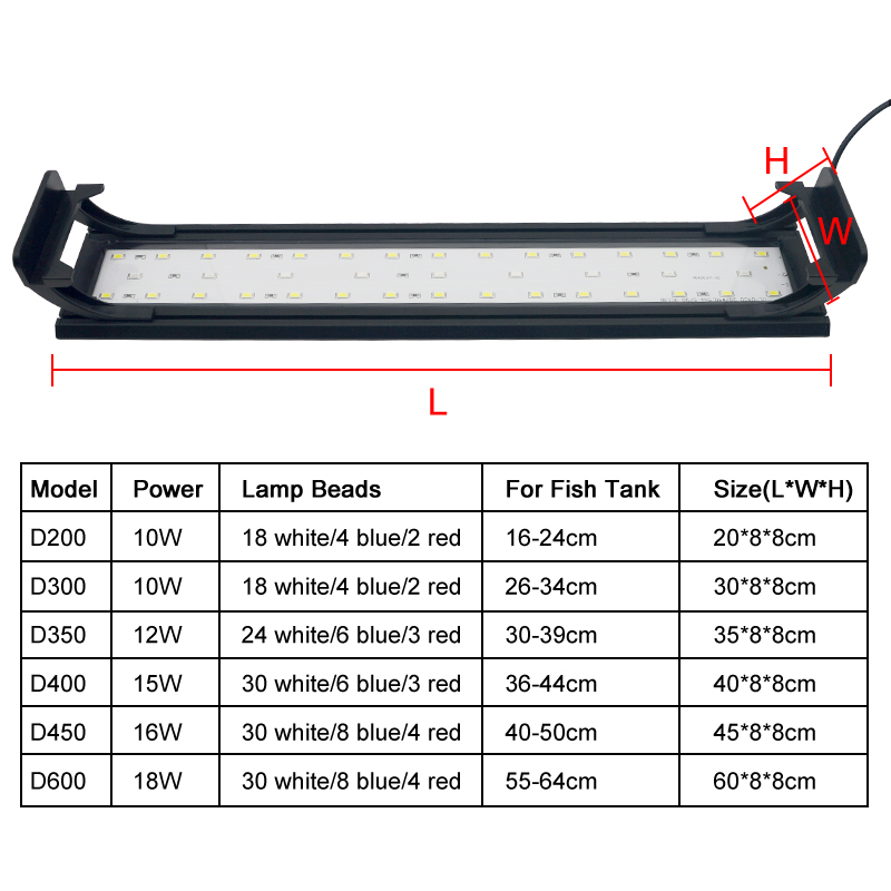 園芸用LEDライト,16〜64cm,魚の水耕植物栽培用,タイ - Aquarium Plant Light Spectrum のレビューと価格