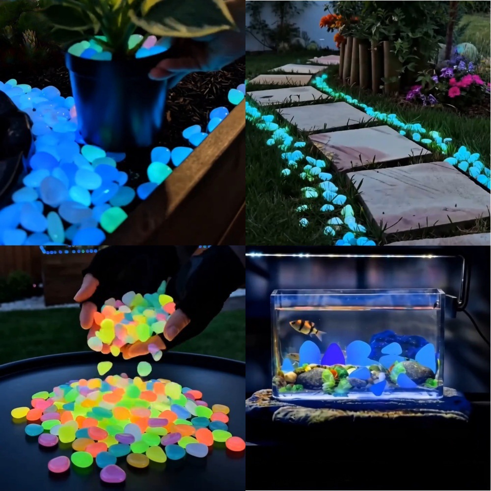 カラフルな暗闇で光る発光石、庭石、屋外庭園通路、水槽、鉢植え - Aquarium Plant Light のレビューと価格
