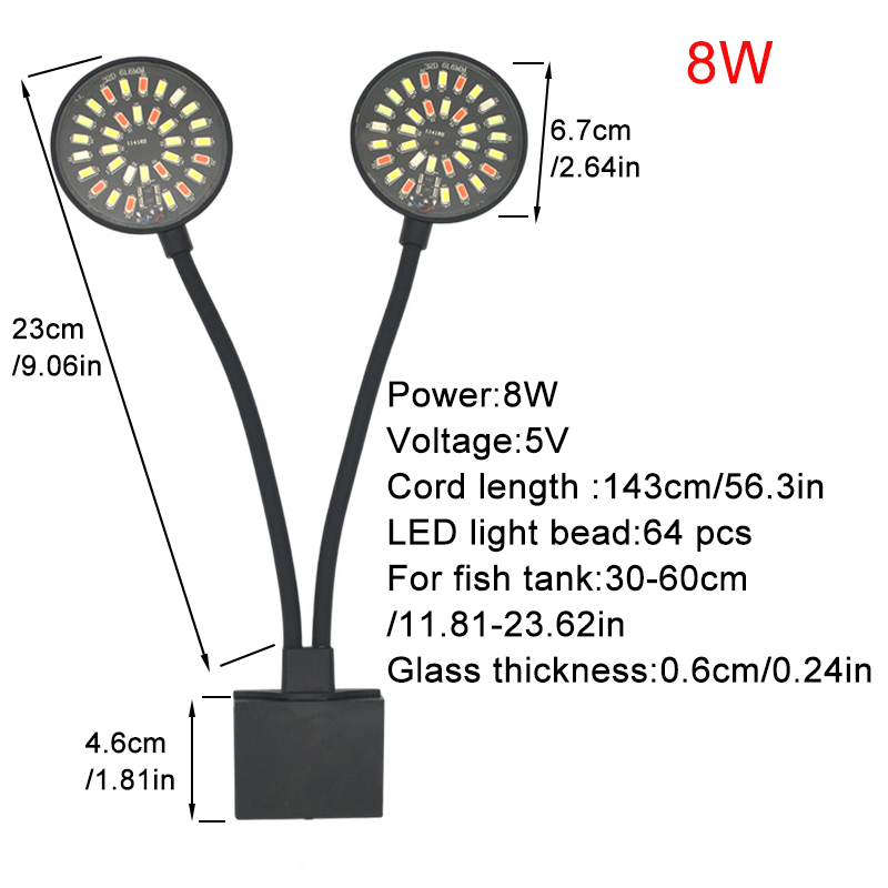 USB 水族館 LED ライト水槽クリップランプフルスペクト - Aquarium Plant Light のレビューと価格