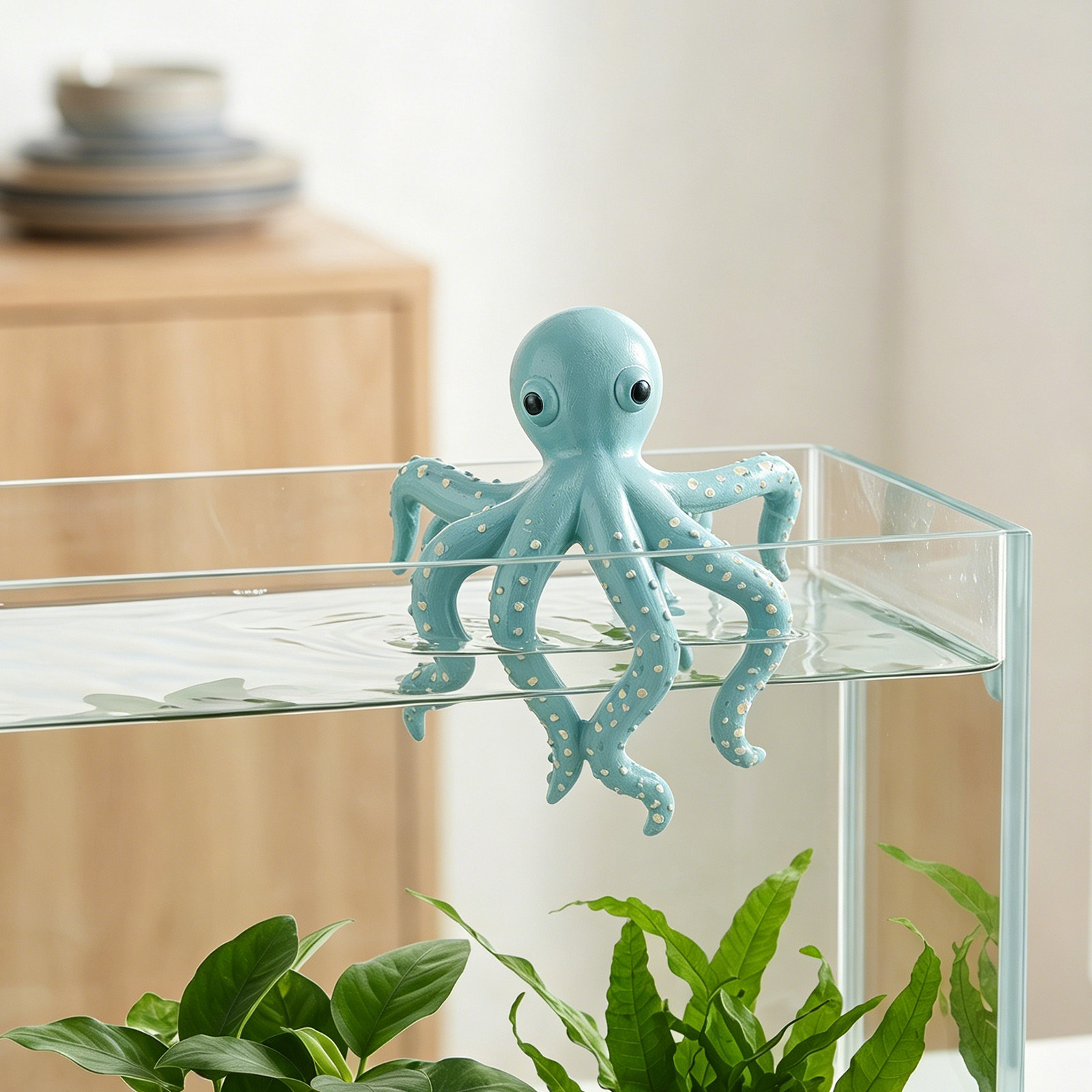 クライミングタコの置物 レジン製ミニチュア 柔軟な触手付き  - Aquarium Plant Octopus のレビューと価格