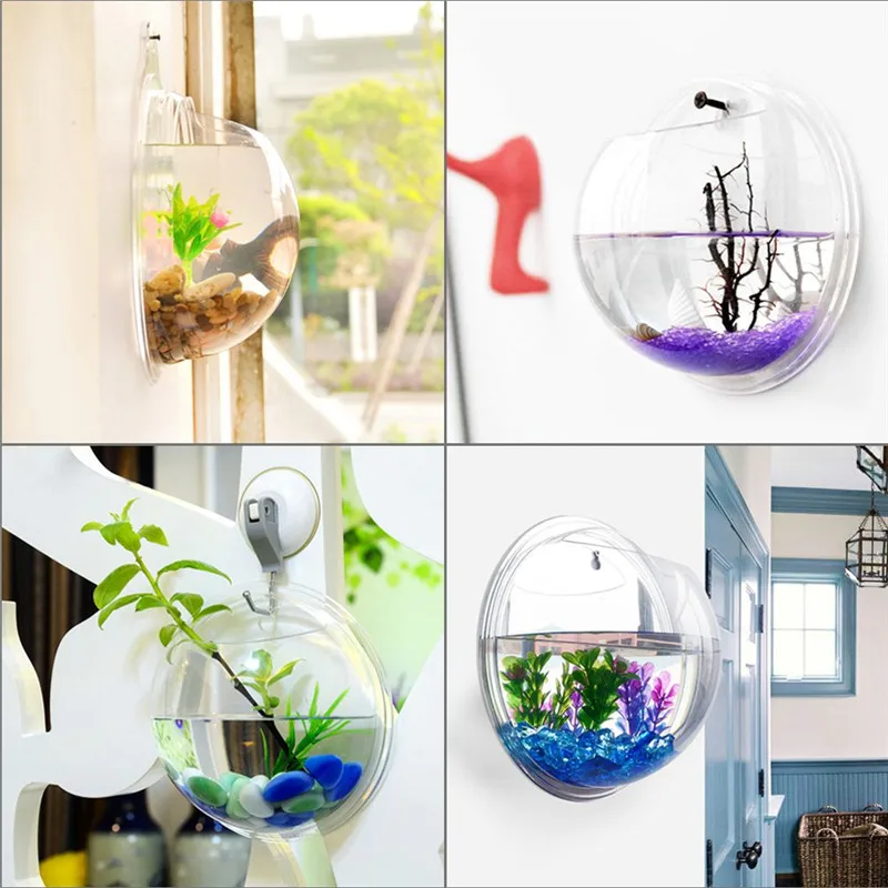 アクリルの壁にぶら下がっている水族館,植物の花瓶,花,ミニ水 - Aquarium Planted Wall のレビューと価格