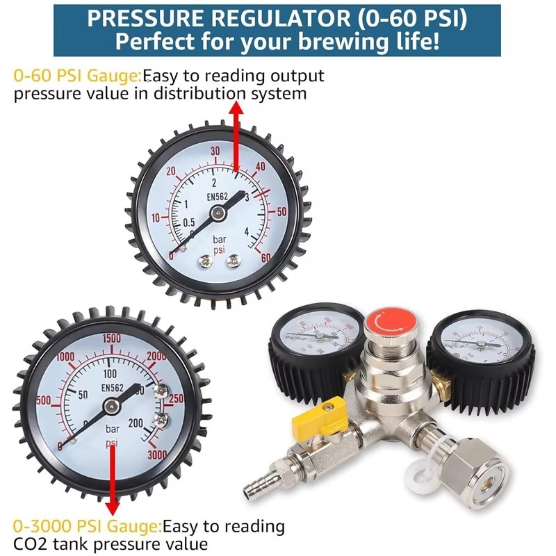 CO2レギュレーター ドラフトビールレギュレーター 60PS - Co2 Regulator Dual Stage のレビューと価格