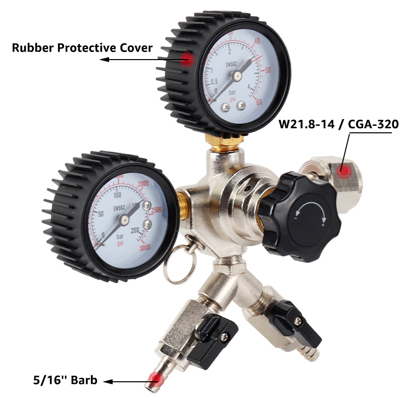 Elequeen-プロのドラフトおよびビール用のデュアルゲー - Co2 Regulator Dual Stage のレビューと価格