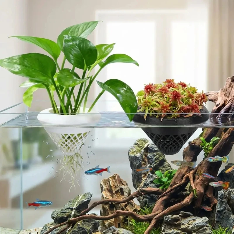 フローティングアクアリウムプラントポット、3D水生植物ホルダ - Planted Aquarium Jar のレビューと価格