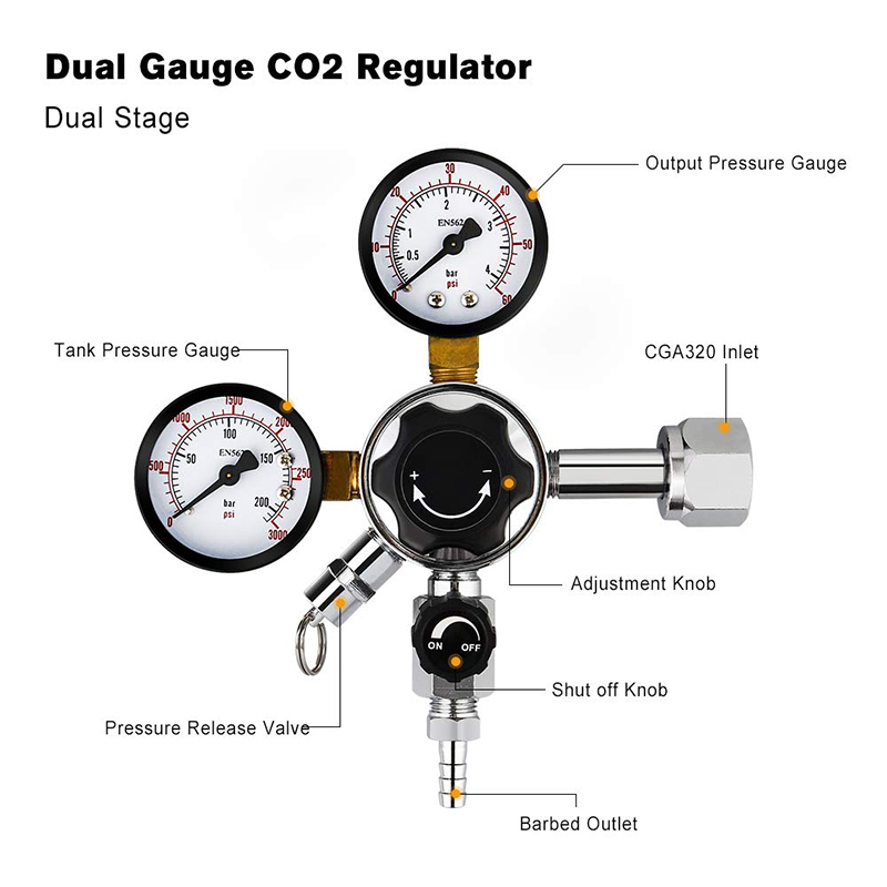 2つの調整可能なジェムストーンボールレギュレーター,圧力調整 - Co2 Regulator Dual Stage のレビューと価格