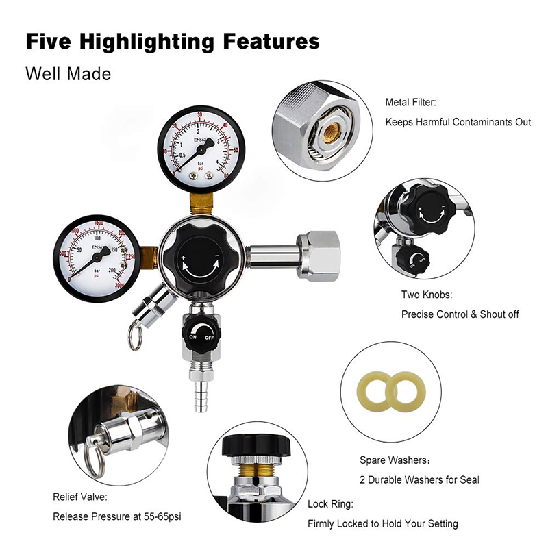 2つの調整可能なジェムストーンボールレギュレーター,圧力調整 - Co2 Regulator Dual Stage のレビューと価格